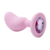 8938-Rosa_3 Plug Anal em Silicone com Pedra Formato de Feijão 8,2 X 2,7 Sexy Import
