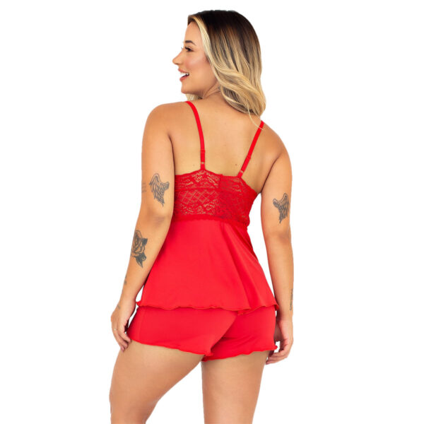 895-P-Vermelho_2-1 Baby Doll Liso Ayla com Detalhes em Renda Patitex