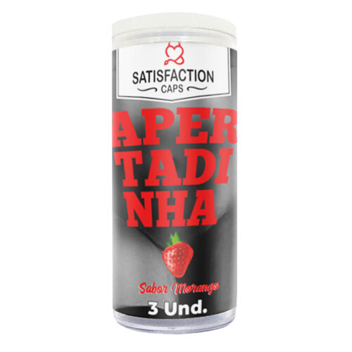 8996-Morango_1 Apertadinha Bolinha com Óleo Corporal Adstringente 3 Unidades Satisfaction Caps
