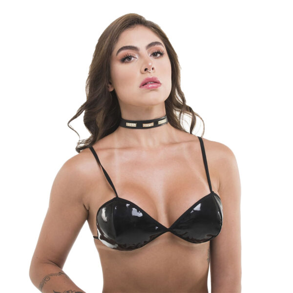 Coleira Tri em Couro Sintético Linha Sado Sexy Fantasy