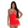 9621PT-GG-Vermelho_1-2 Camisola Esmeralda Bicolor com Detalhes em Renda Patitex