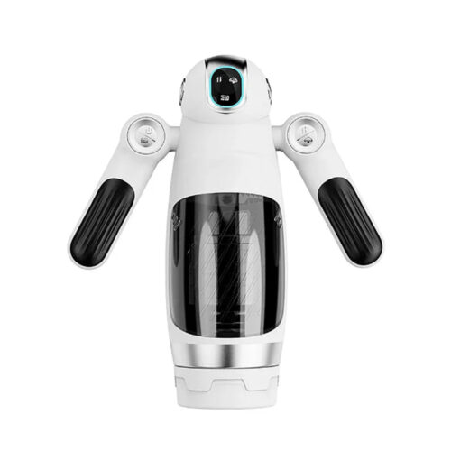 9971M-Branco_1 Masturbador Masculino Formato de Robô com Sobe e Desce e 10 Modos de Vibração Libb