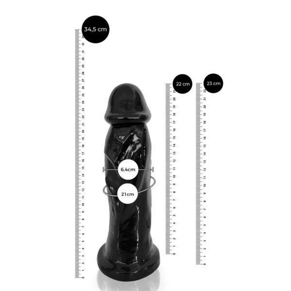 Pênis Hades Flexível com Ventosa e Escroto All Black Espelhado Brilhante 23,5 X 6,7 cm Adão e Eva