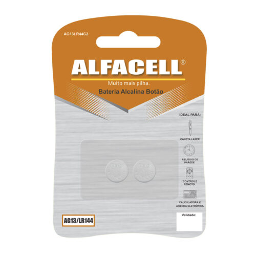 Bateria Alcalina AG13/LR44 1.5V Cartela com 2 Unidades Alfacell