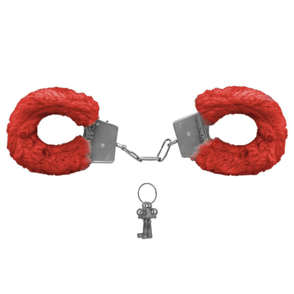AL001-Vermelho_1 Algemas de Metal Revestida com PelĂșcia Fur Love Cuffs Vip Mix