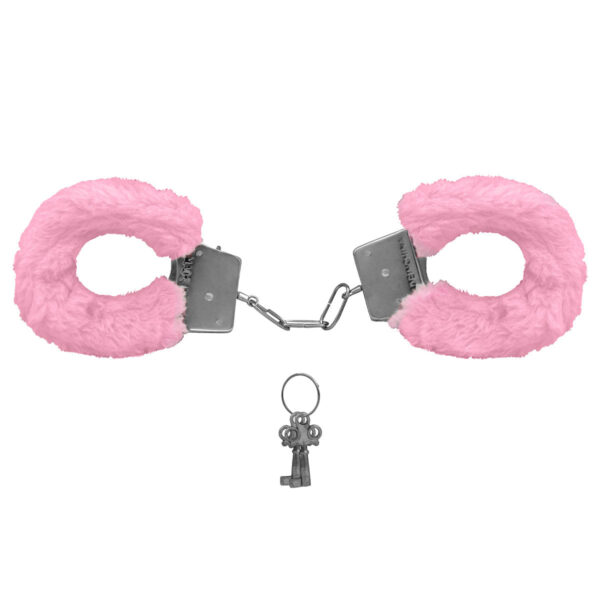 AL001-rosa-claro_1-1 Algema de Metal PelĂșcia Revestida Fur Love Cuffs Sexy Import