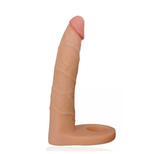 AN052-Bege_1 Lovetoy Soft Double Anel Companheiro com Veias e Glande Pequena com 10 Modos de Vibração Vip Mix