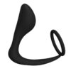 AN069-Preto_4 Anel Peniano com Plug Anal com Inclinação para Estimulação da Próstata Vip Mix