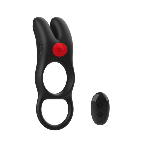 AN089-Preto_1 Cock Ring Anel Peniano em Silicone com Estimulador Clitoriano 10 Modos de Vibrações Vip Mix