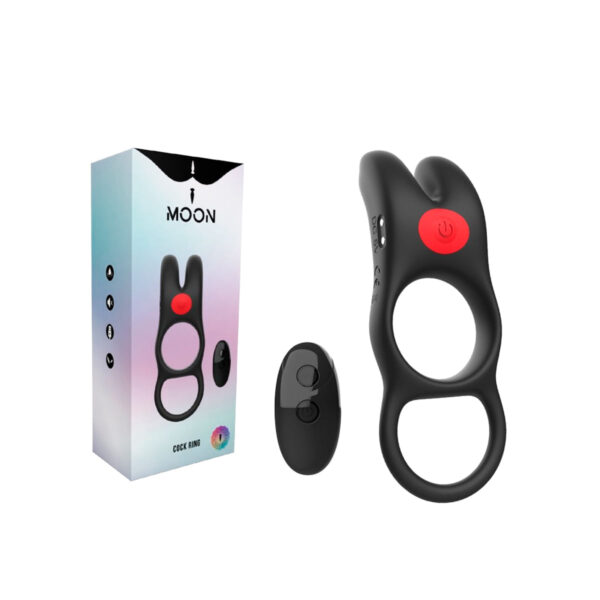 AN089-Preto_10 Cock Ring Anel Peniano em Silicone com Estimulador Clitoriano 10 Modos de Vibrações Vip Mix
