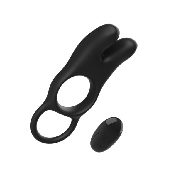 AN089-Preto_5 Cock Ring Anel Peniano em Silicone com Estimulador Clitoriano 10 Modos de Vibrações Vip Mix