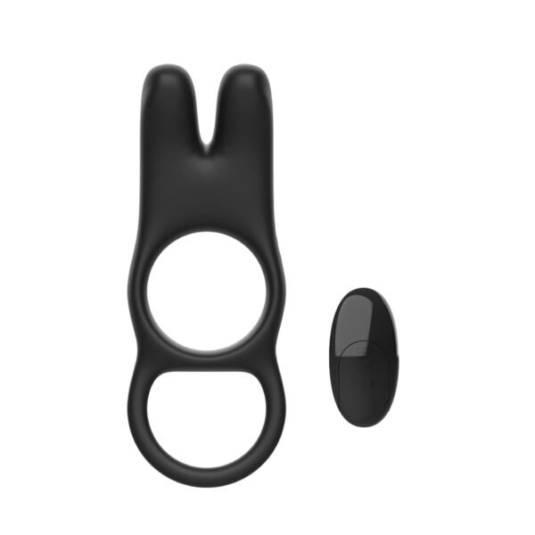 AN089-Preto_6 Cock Ring Anel Peniano em Silicone com Estimulador Clitoriano 10 Modos de Vibrações Vip Mix