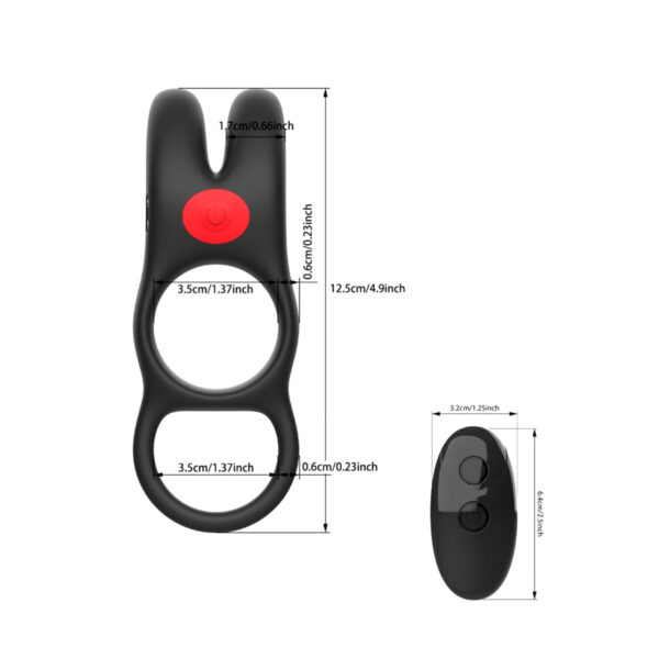 AN089-Preto_9 Cock Ring Anel Peniano em Silicone com Estimulador Clitoriano 10 Modos de Vibrações Vip Mix