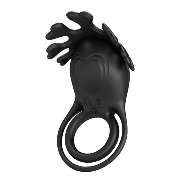 AN101-Preto_1 Anel Peniano Duplo Com Estimulador Clitoriano 7 Modos de Vibração VipMix