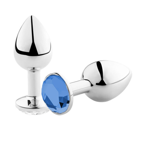 AP-1802-Azul_1 Plug Anal com Jóia em Aluminio Pequeno 3R Import