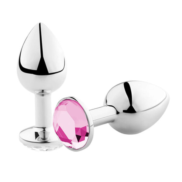AP-1802-Rosa_1 Plug Anal com Jóia em Aluminio Pequeno 3R Import
