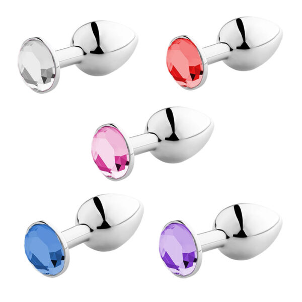 AP-1802-Rosa_3 Plug Anal com Jóia em Aluminio Pequeno 3R Import