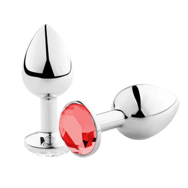 AP-1802-Vermelho_1 Plug Anal com Jóia em Aluminio Pequeno 3R Import