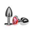 AP-1802H-Rosa_1 Plug Anal P em Aluminio Formato Coração com Pedra Colorida 3R Import