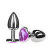 AP-1802H-Roxo_1 Plug Anal P em Aluminio Formato Coração com Pedra Colorida 3R Import