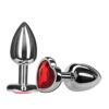 AP-1802H-Vermelho_1 Plug Anal P em Aluminio Formato Coração com Pedra Colorida 3R Import