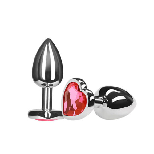AP-1802HL-Rosa_1 Plug Anal Grande de Alumínio com Joia em Formato de Coração 3R Import