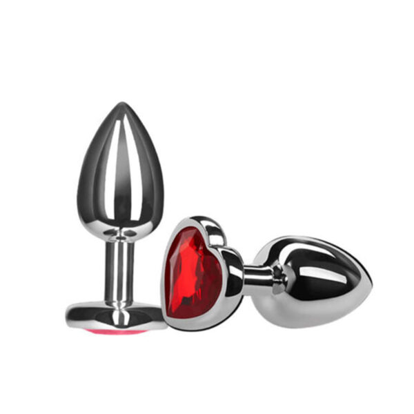 AP-1802HL-Vermelho_1 Plug Anal Grande de Alumínio com Joia em Formato de Coração 3R Import