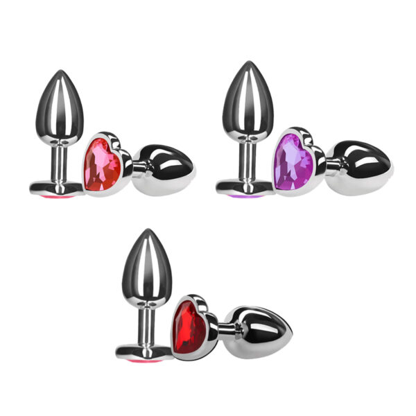 AP-1802HL-Vermelho_3 Plug Anal Grande de Alumínio com Joia em Formato de Coração 3R Import