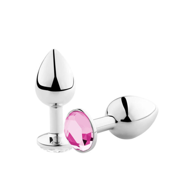 AP-1802M-Rosa_1 Plug Anal com Joia em Aluminio Medio 3R Import
