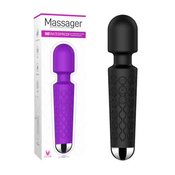 AV000M-Preto_2 Vibrador Varinha Mágica com 20 Modos de Vibração e 8 Níveis de Velocidade Vip Mix