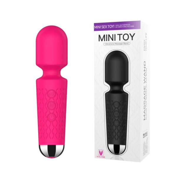 AV000P-Pink_3 Mini Toy Vibrador Varinha Mágica com 20 Modos de Vibrações e 8 Níveis e Velocidade Vip Mix