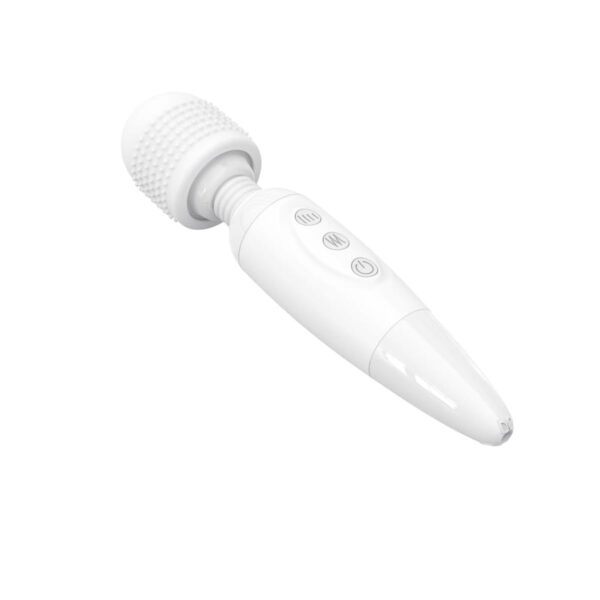 AV003P-Branco_1 Massageador Varinha Mágica Recarregável com 8 intensidades de vibração e 10 Modos de Vibração Vip Mi