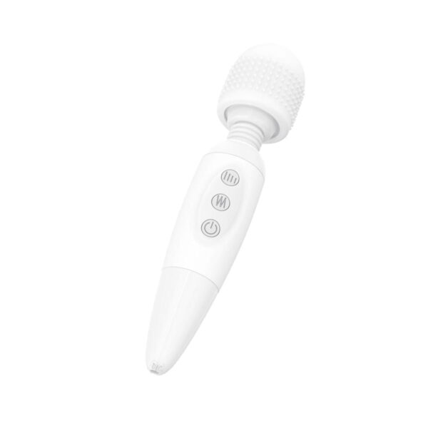 AV003P-Branco_2 Massageador Varinha Mágica Recarregável com 8 intensidades de vibração e 10 Modos de Vibração Vip Mi