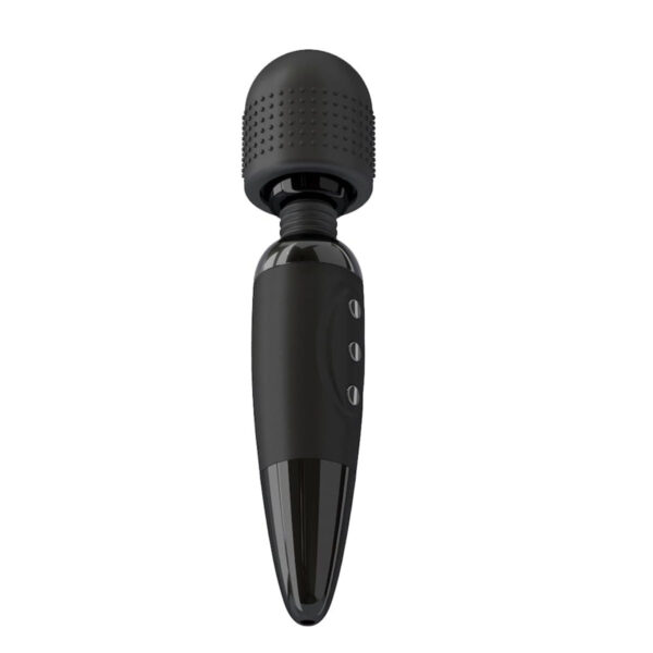 AV003P-Preto_3 Massageador Varinha Mágica Recarregável com 8 intensidades de vibração e 10 Modos de Vibração Vip Mi