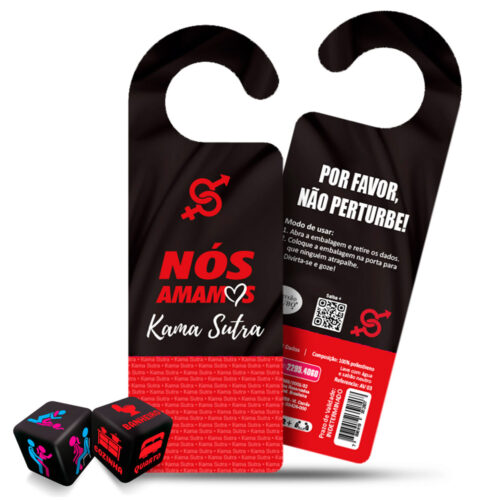 AV03_1 Nós Amamos Par de Dados Kama Sutra Hétero e Aviso de Porta Diversão ao Cubo
