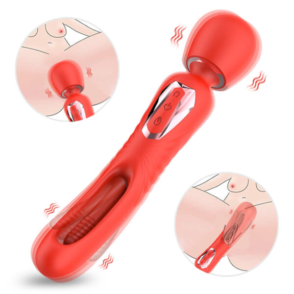 AV042-Vermelho_2 Vibrador Varinha Mágica Dennis Recarregável para Ponto G e estimulação de Clitóris Vip Mix