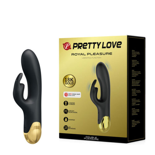 BI-014626-Preto-com-Dourado_2 Pretty Love Double Royal Pleasure Vibrador com 7 Modos de Vibração 24k Gold 3R Import