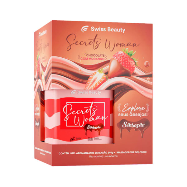 BK1430-Sensacao_2 Kit 2 Itens Gel Aromatizante Secrets Woman 240g e Massageador Golfinho Belkit