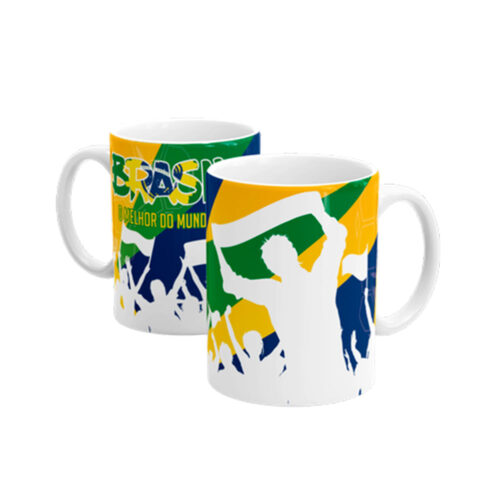 BRA003-CAN_1 Caneca em Porcelana Brasil O Melhor Do Mundo Linha Copa do Mundo Sude Presentes