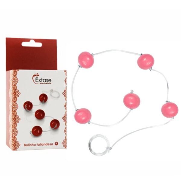 BT001-P-Rosa_2 Bolinha Tailandesa em Acrílico com corda em Silicone Tamanho P Êxtase