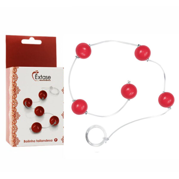 BT001-P-Vermelho_2 Bolinha Tailandesa em Acrílico com corda em Silicone Tamanho P Êxtase