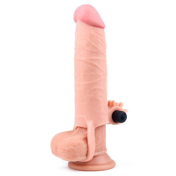 CA030-Bege_1 Capa Peniana com Cápsula Vibratória 5 cm e Anel para Escroto Vip Mix