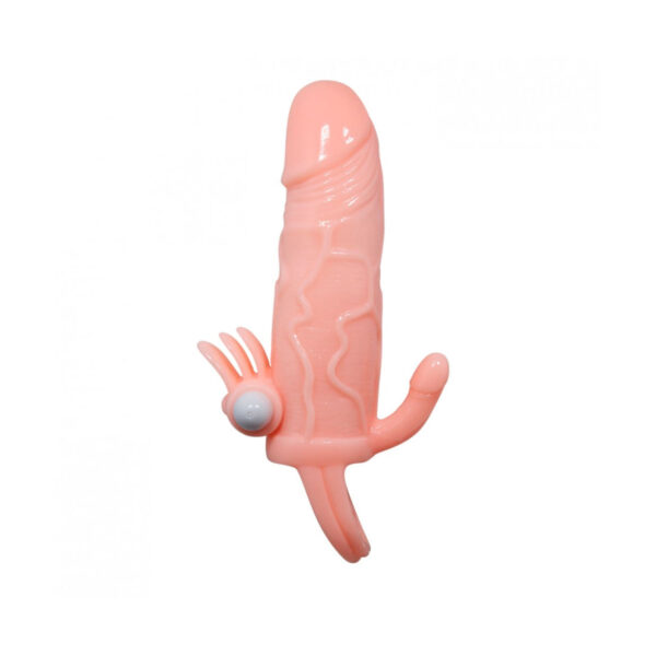 CA040-Bege_2 Brave Man Capa Peniana com Extensor de 4cm e Anel para Escroto Vip Mix