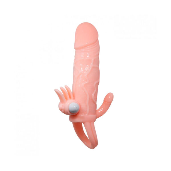 CA040-Bege_4 Brave Man Capa Peniana com Extensor de 4cm e Anel para Escroto Vip Mix