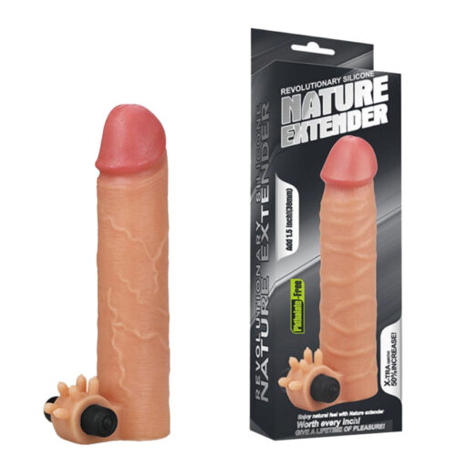 CA060-Bege_6 Nature Extender Capa Peniana Extensora com Estimulador Clitoriano e Vibro Vip Mix