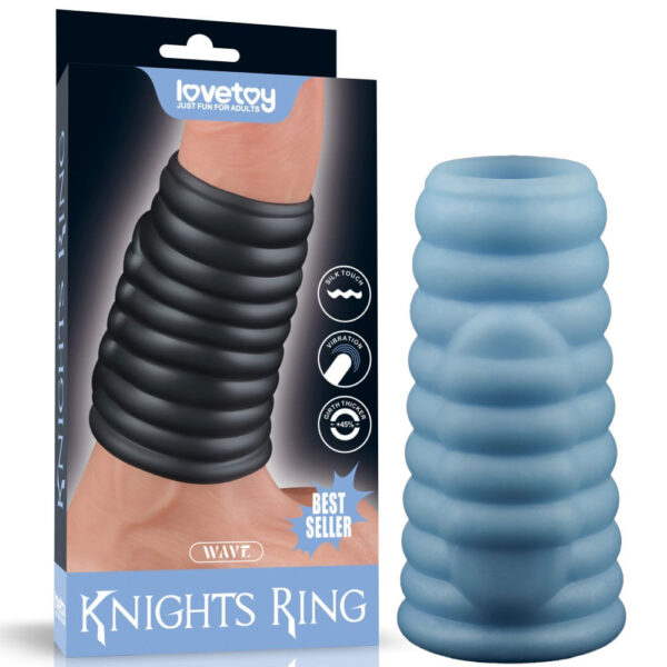 CA079-Azul_6 Lovetoy Vibrating Spiral Knights Ring Meia Capa Peniana com Vibração Vip Mix