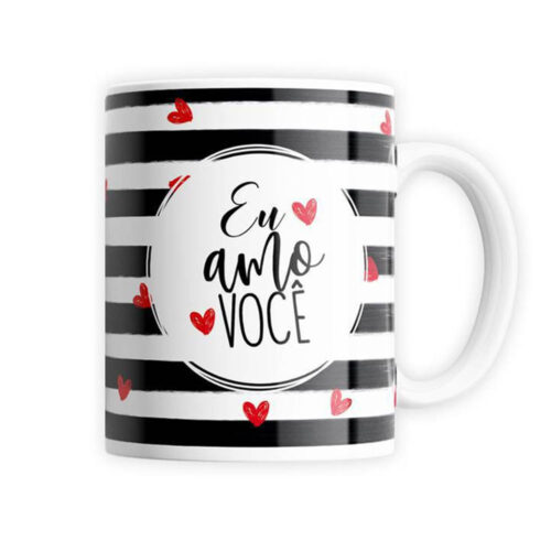 CAN1055_1-1 Caneca em Porcelana Eu Amo Você 330ml Sude Presentes