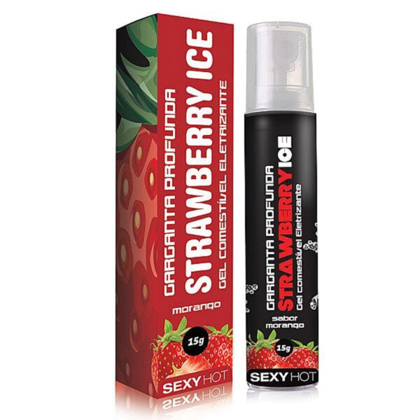 CO271_1 Gel Comestivel Eletrizante Garganta Profunda Strawberry Ice 15g Sexy Hot - Sevensexshop
