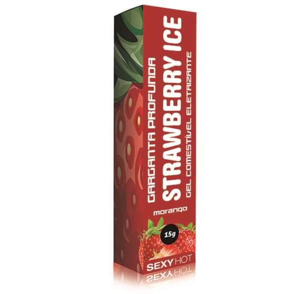 CO271_3 Gel Comestivel Eletrizante Garganta Profunda Strawberry Ice 15g Sexy Hot - Sevensexshop