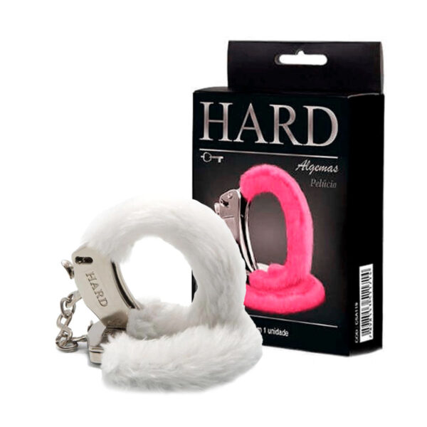 CSA109PB-Branco-1 Algema de Metal com Pelúcia e Par de Chaves Hard